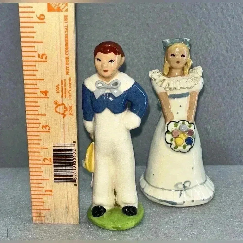 Vintage 1940’s SIGNED Ynez figurines ceramic “Edward & Eloise” decor Handpainted